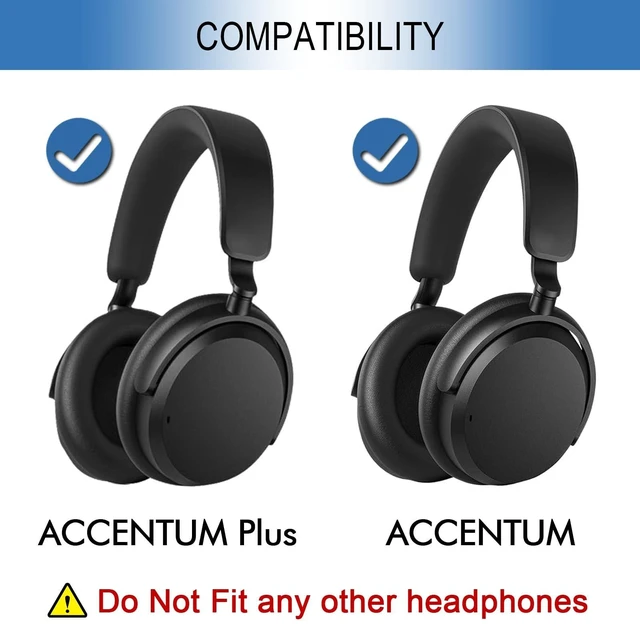Alt view image 2 of 5 - GEVO Ear Pads Replacement for Sennheiser Accentum/Accentum Plus Wireless Headphones, Earpads Ear Cushions with Protein Leather High Density Foam Noise Isolation (Black)