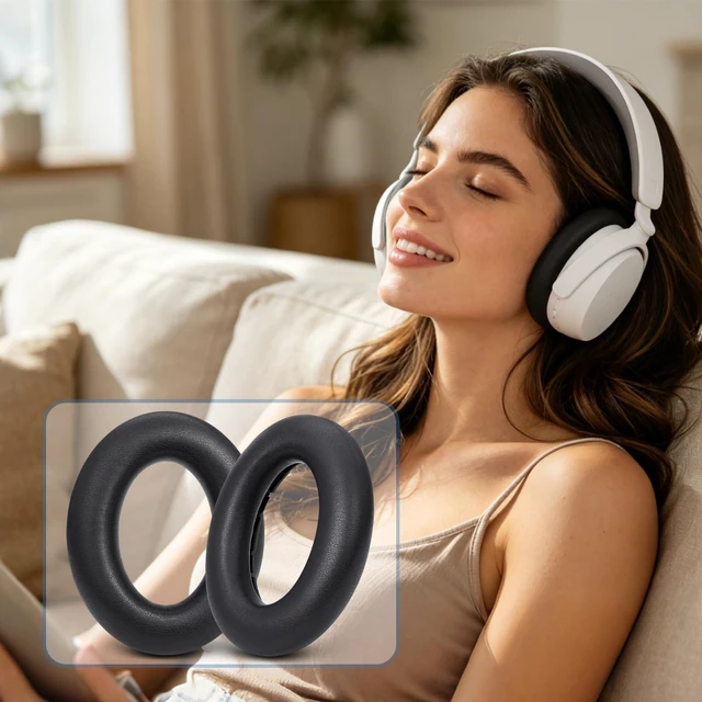 Alt view image 5 of 5 - GEVO Ear Pads Replacement for Sennheiser Accentum/Accentum Plus Wireless Headphones, Earpads Ear Cushions with Protein Leather High Density Foam Noise Isolation (Black)