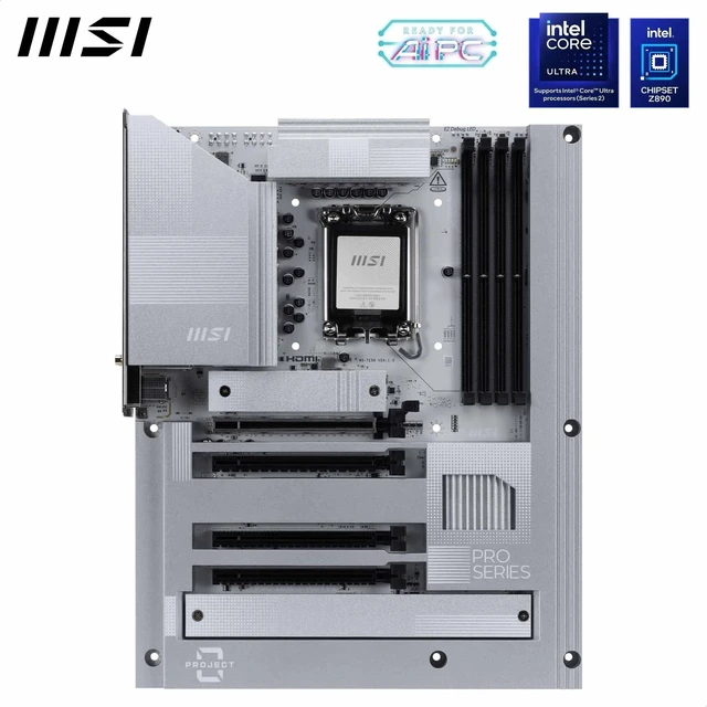Alt view image 2 of 5 - MSI PRO Z890-S WiFi PZ Motherboard, Back-Connect ATX - Supports Intel Core Ultra Processors (Series 2), LGA 1851 - DDR5 Memory Boost (8600+ MT/s OC), PCIe 5.0 x16, M.2 Gen5, Wi-Fi 7, 2.5G LAN