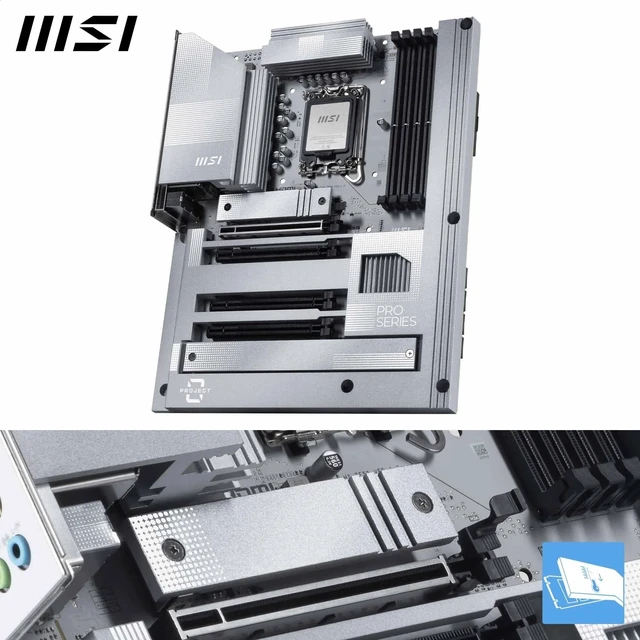 Alt view image 3 of 5 - MSI PRO Z890-S WiFi PZ Motherboard, Back-Connect ATX - Supports Intel Core Ultra Processors (Series 2), LGA 1851 - DDR5 Memory Boost (8600+ MT/s OC), PCIe 5.0 x16, M.2 Gen5, Wi-Fi 7, 2.5G LAN