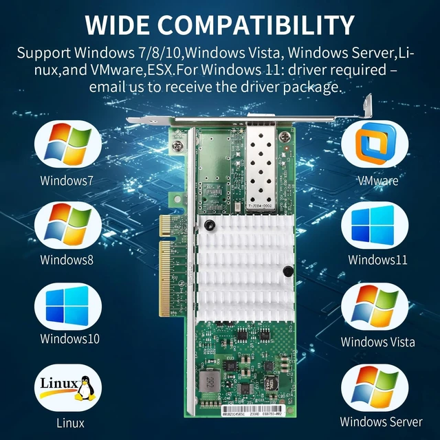 Alt view image 2 of 5 - 10GB Pcie Ethernet Card with Intel 82599EN Chip Single SFP+ Port