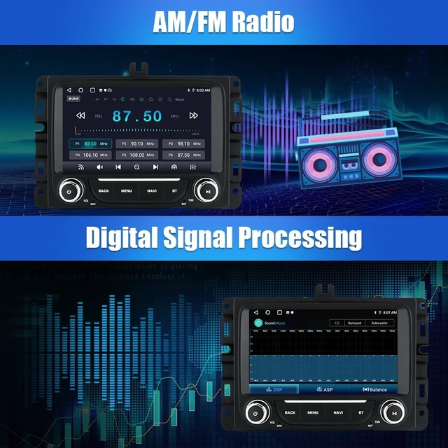 Alt view image 4 of 5 - Junsun Car Radio Stereo for Dodge RAM 1500/2500/3500 2013-2019