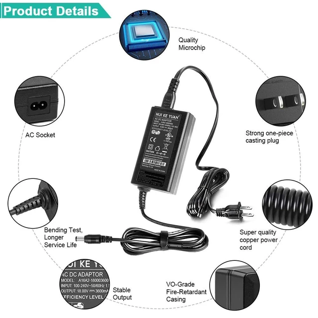 Alt view image 5 of 5 - HKY AC Adapter for Gemini Sound GLS-550 GLS-880 Speaker,Braven BRV-XXL BRV-XXL/2 Large,Thrustmaster T248 T248P T248X T248-X T128-X T128 T128X Racing Wheel Magnetic Pedals Power Supply Cord Charger