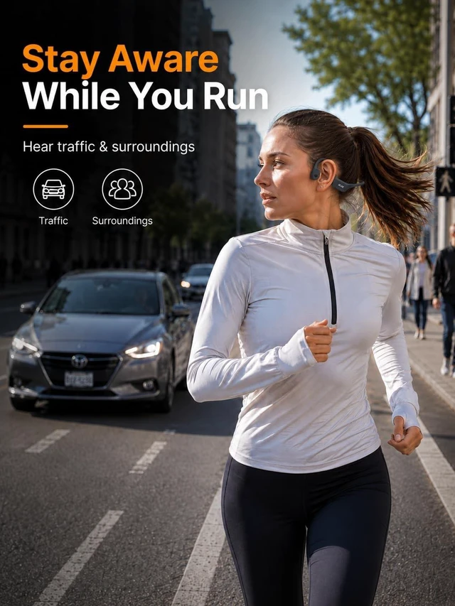 Alt view image 2 of 5 - KLKE Open-Ear Bone Conduction Headphones Bluetooth Running Sports Headset
