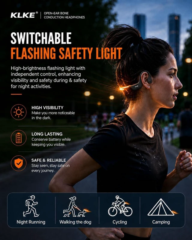 Alt view image 3 of 5 - KLKE Open-Ear Bone Conduction Headphones Bluetooth Running Sports Headset