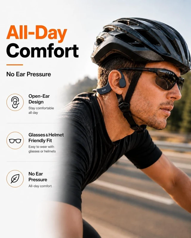 Alt view image 4 of 5 - KLKE Open-Ear Bone Conduction Headphones Bluetooth Running Sports Headset
