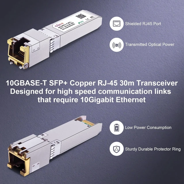 Alt view image 5 of 5 - 10GBase-T SFP+ to RJ45 Module,Copper Transceiver for Cat6a/Cat7,Up to 30m