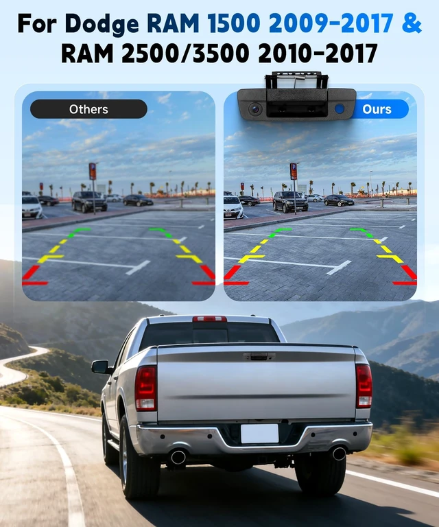 Alt view image 3 of 5 - Tailgate Handle Backup Camera Fit for Dodge RAM 1500 2500 3500 Replacement