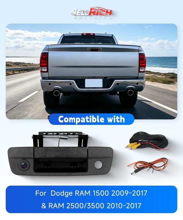 Alt view image 2 of 5 - Tailgate Handle Backup Camera Fit for Dodge RAM 1500 2500 3500 Replacement
