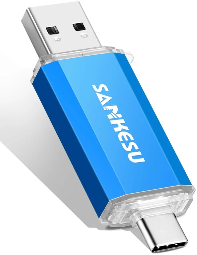 Main image of SANKESU 256GB USB C Flash Drive, Thumb Drive USB-A & Type-C OTG Memory Stick, Dual Jump Drive for PC/Laptop/Type C Cell Phone and Tablet (Blue)