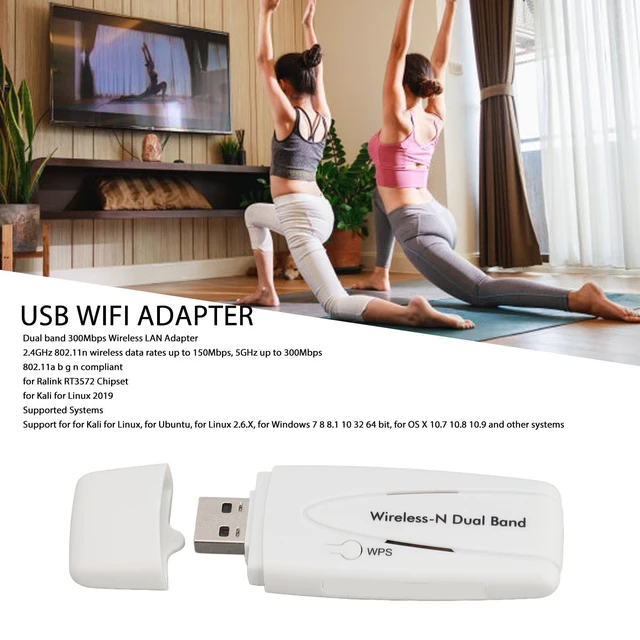 Alt view image 2 of 5 - Fabater Wireless N Adaptor, 2.4G 5.8G 300Mbps Dual Band USB Wi Fi Adapter, for Ralink RT3572 Chipset for for 2019, Supports TV for WIS12ABGNX WIS09ABGN Series