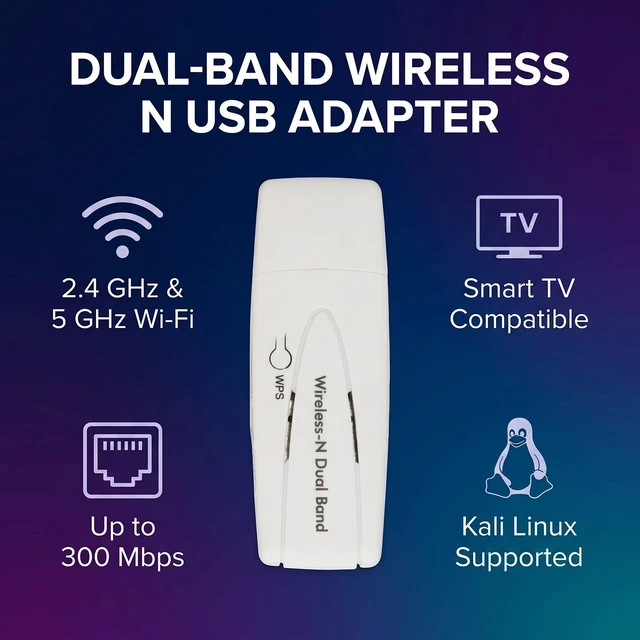 Alt view image 4 of 5 - Fabater Wireless N Adaptor, 2.4G 5.8G 300Mbps Dual Band USB Wi Fi Adapter, for Ralink RT3572 Chipset for for 2019, Supports TV for WIS12ABGNX WIS09ABGN Series