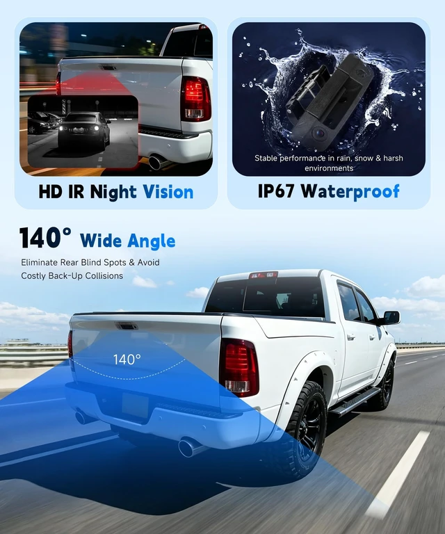 Alt view image 4 of 5 - Tailgate Handle Backup Camera Fit for Dodge RAM 1500 2500 3500 Replacement