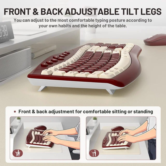 Alt view image 5 of 5 - Wireless Keyboard and Mouse Combo Silent Ergonomic Curved Design for Office