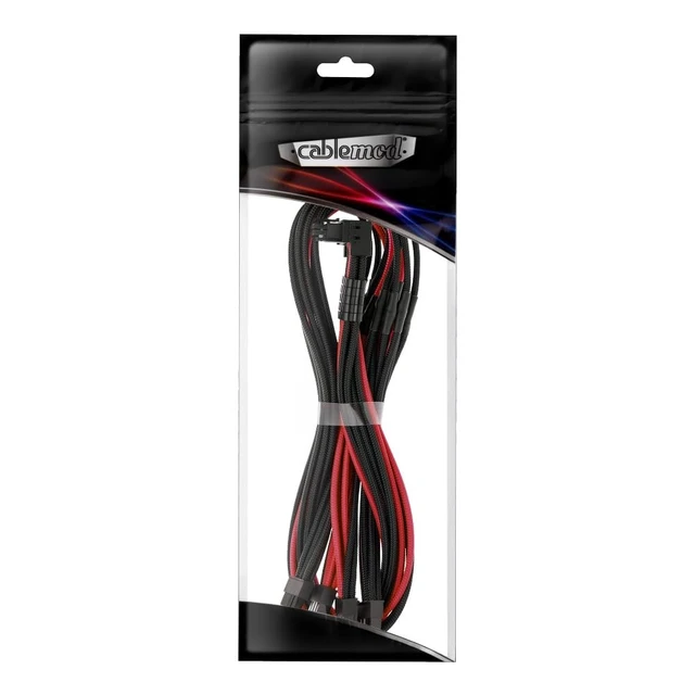 Alt view image 4 of 4 - CableMod Pro ModMesh 12V-2x6 PCIe Cable for Corsair T5 (Blk+Red, 4x8p,90A)