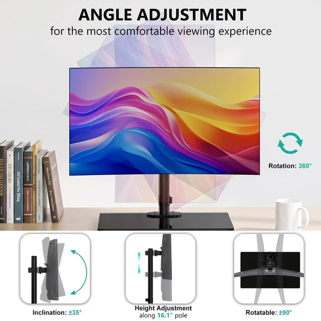 Alt view image 2 of 5 - WALI Free Standing Vesa Monitor Stand for 13-32 inch Screens, up to 22 lbs