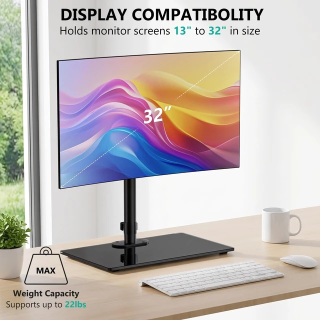 Alt view image 3 of 5 - WALI Free Standing Vesa Monitor Stand for 13-32 inch Screens, up to 22 lbs
