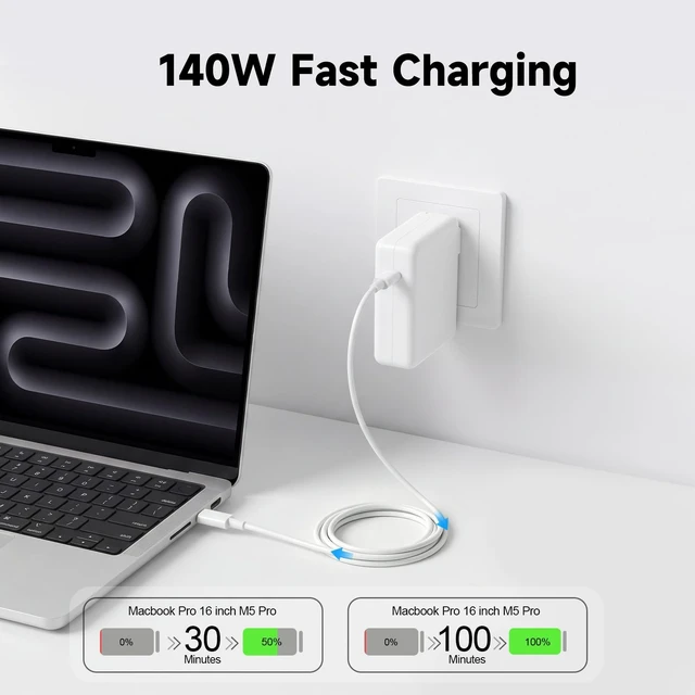 Alt view image 2 of 5 - 140W Charger for MacBook Pro MacBook Air 13 14 15 16 inch (2026-2019)