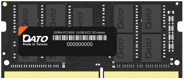 Main image of DATO 16GB DDR4 2666MHz ECC SODIMM, PC4-21300, ECC Unbuffered, 260-Pin, 1.2V, CL22, Compatible with Servers and Industrial Systems