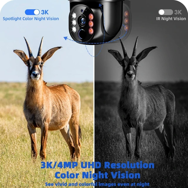 Alt view image 4 of 5 - Lybuorze Industrial-Grade Black 4G LTE Solar Security Camera Outdoor, No WiFi Needed, 4MP HD, 360 View, Built-in SIM, AI Motion Detection, 2-Way Talk for Ranch/Jobsite/Construction