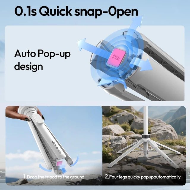 Alt view image 2 of 5 - ULANZI Magnetic Phone Tripod 60'' Selfie Stick Auto Open Extendable Stand