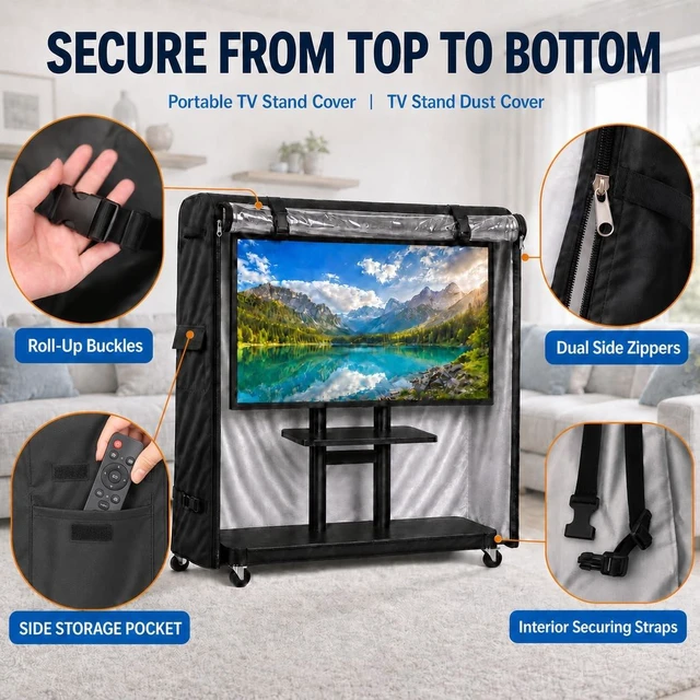 Alt view image 4 of 5 - TV Cart Cover for 40-60 Inch TVs, Waterproof with Clear PVC Window