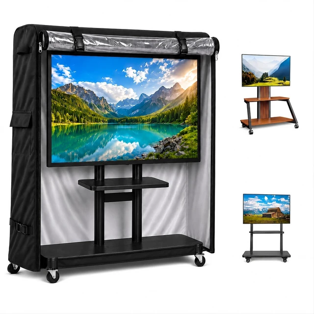 Alt view image 2 of 5 - TV Cart Cover for 40-60 Inch TVs, Waterproof with Clear PVC Window