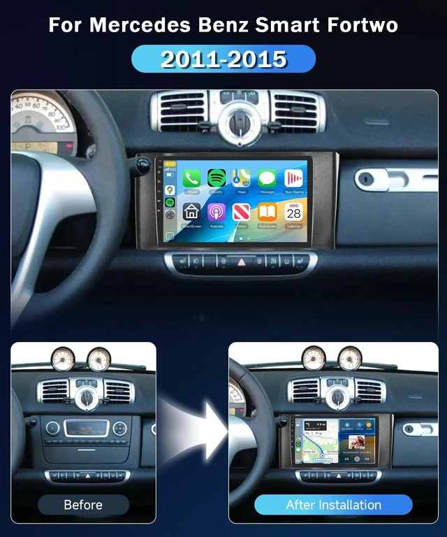 Alt view image 2 of 5 - Qualcomm 8Core 4+64G Car Stereo for Mercedes Benz Smart Fortwo 2011-2015