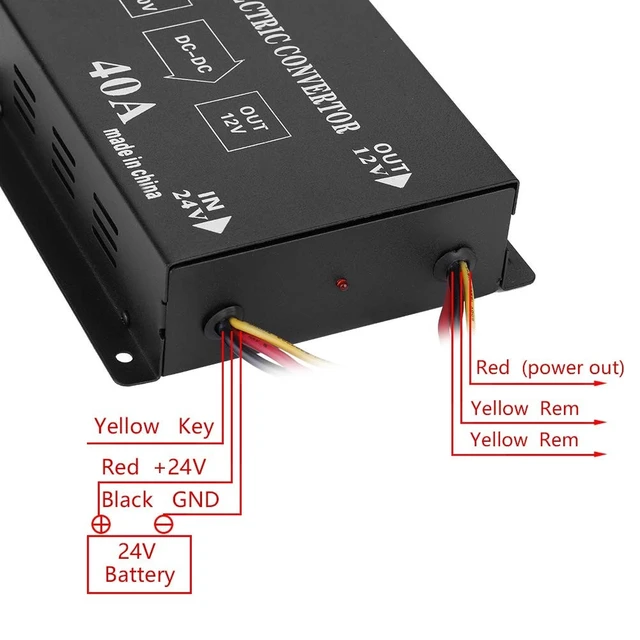 Alt view image 2 of 5 - DC 24V to 12V Power Converter, Car Truck DC 24V to 12V Power Converter Electric Inverter Voltage Reducer Step Down Transformer(24v?a12v/40A/480w)