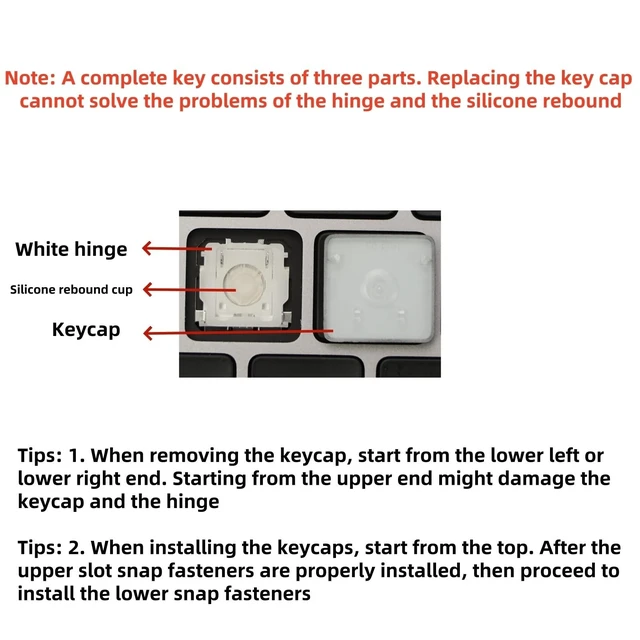 Alt view image 4 of 5 - Replacement US Keyboard Full Set of Keycap Keys (No Hinge) and Tool Applicable for ipad Pro/Air 11/12.9/13 inch Magic Keyboard Key Cap (MKB-2 White)