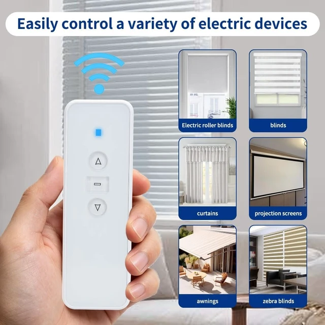 Alt view image 3 of 5 - AC123-01D Remote for AC123-01D Transmitter, 433MHz Motorized Blind Control, Work with Roller Shades, Curtains & Awnings - 1 Channel, 2 Years Warranty