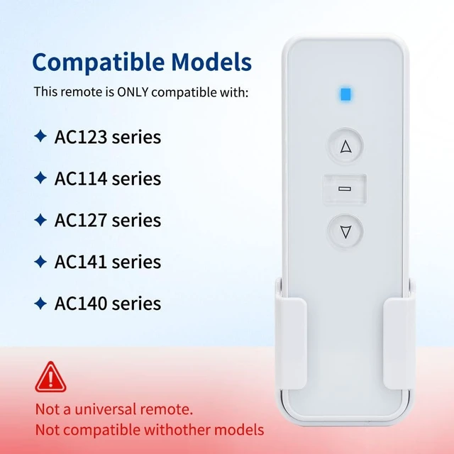 Alt view image 5 of 5 - AC123-01D Remote for AC123-01D Transmitter, 433MHz Motorized Blind Control, Work with Roller Shades, Curtains & Awnings - 1 Channel, 2 Years Warranty