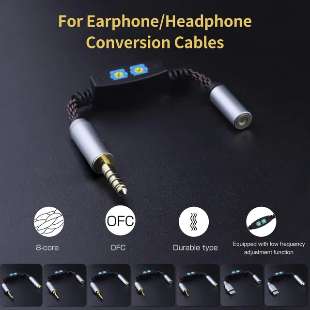 Alt view image 2 of 5 - okcsc Type C Male to 3.5mm Female Adjuster Conversion Cable, 8 Cores OFC Earphone Jack Converter, Low Frequency Adjustment, Adjustable ResistanceSuitable for Earphones, Headphones, Amplifiers, Audio