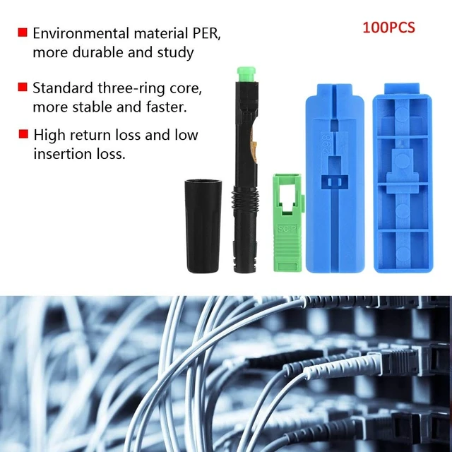 Alt view image 2 of 5 - Hilitand 100Pcs Fiber Optic Cable Adapter SC/APC Embedded Optic Fiber Quick Fast Connector Connecting Adapter(Straight Plug)