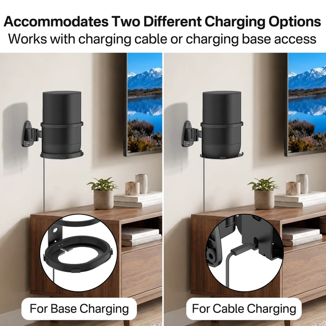 Alt view image 5 of 5 - Wall Bracket for Sonos Move and Sonos Move 2 Wall Mount - Adjustable Swivel & Tilt for Sonos Move Speaker Mount with Wraparound Metal Guardrail Design, Compatible with Wired & Base Charging, 2 Pack