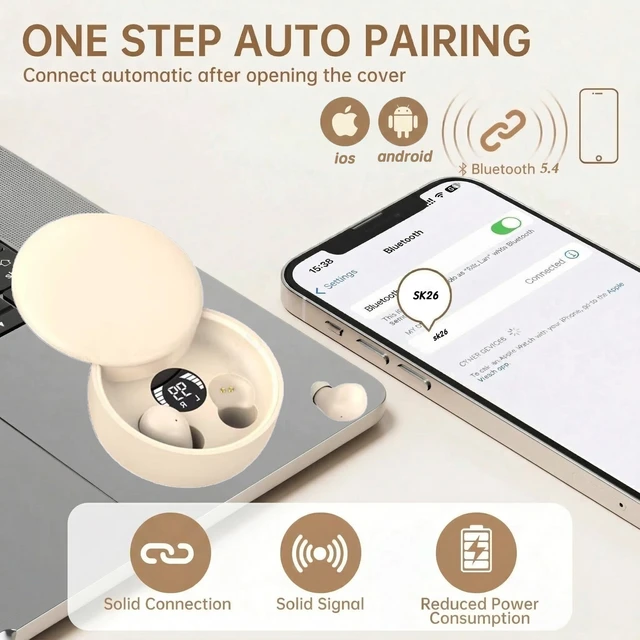 Alt view image 4 of 5 - goazzzl Sleep Earbuds, Invisible Mini Wireless Earbuds for Small Ear Canals, Ergonomic Bluetooth Earbuds with Premium Sound and One-Step Auto PairingCream