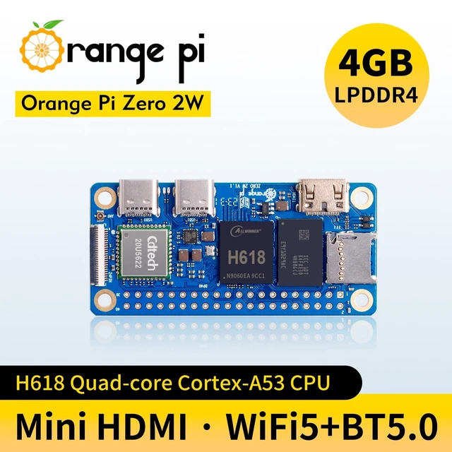 Alt view image 5 of 5 - Orange Pi Zero 2W 4G Allwinner H618 LPDDR4 Quad Core CPU 64 Bit Single Board Computer, 1.5GHz Frequency WiFi 5.0 Bluetooth 5.0 onboard Antenna Support 4K Display Run Android Ubuntu