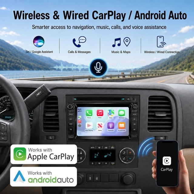 Alt view image 2 of 5 - Replacement 7''CarPlay Radio for Chevy GMC (2007-2013) Linux Stereo Upgrade