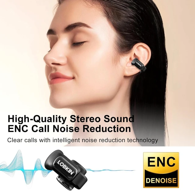 Alt view image 3 of 5 - LOBKIN Open Ear Earbuds Clip On Headphones Wireless Bluetooth 5.4 Adaptive Comfortable Clip On Ear Buds with Mic,4GB Storage Lightweight IPX5 Waterproof LED Touchscreen Display Fit Sports (Blac