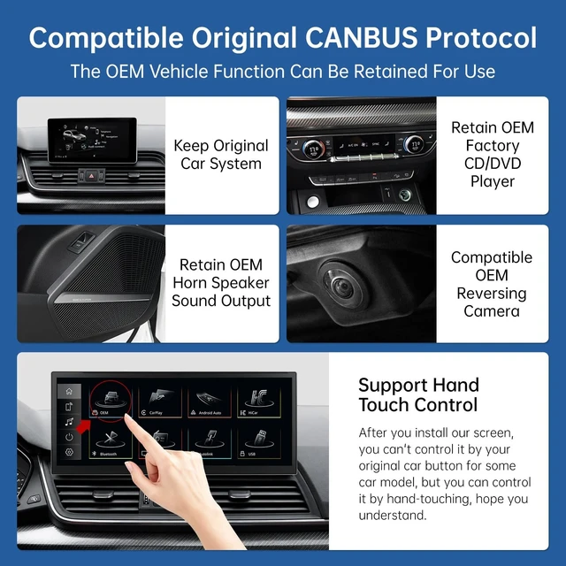 Alt view image 5 of 5 - Road Top 12.3" Ultra-Narrow CarPlay Screen for Audi Q5 MIB2 (2018-2019)