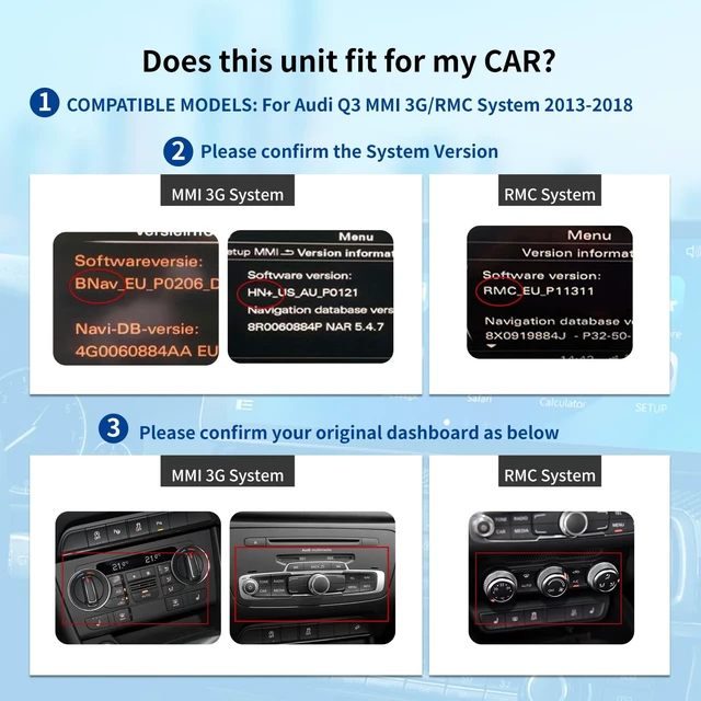Alt view image 2 of 5 - 10.25 Inch Wireless Android Auto for Audi Q3 3GMMI/RMC Car Audio Receiver