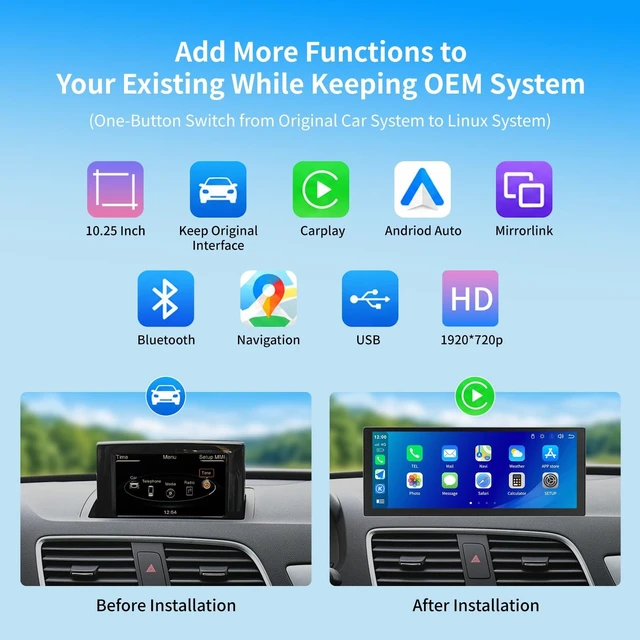 Alt view image 3 of 5 - 10.25 Inch Wireless Android Auto for Audi Q3 3GMMI/RMC Car Audio Receiver