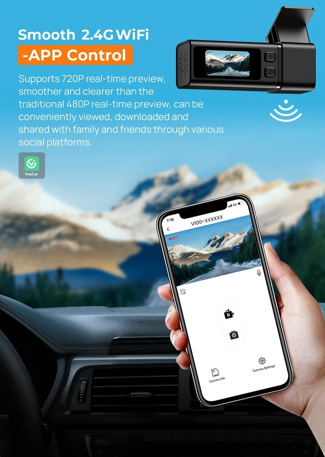 Alt view image 3 of 5 - Dash Cam Front Camera for Cars, 2.5K WiFi Dash Cam, 1.47" Screen, 256GB Max