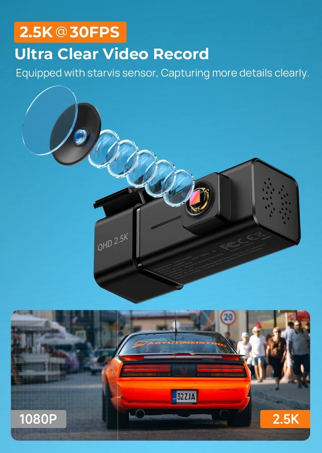Alt view image 2 of 5 - Dash Cam Front Camera for Cars, 2.5K WiFi Dash Cam, 1.47" Screen, 256GB Max