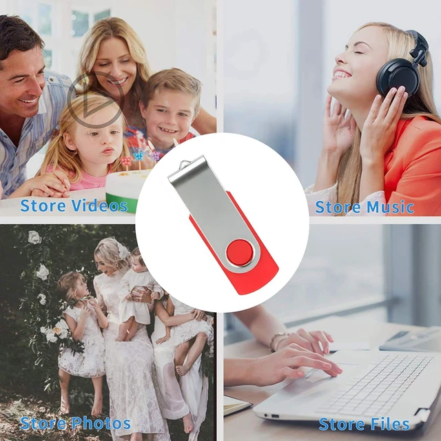 Alt view image 5 of 5 - Alihelan 10pcs 4GB USB Flash Drives USB 2.0 Thumb Drive Bulk Pack Swivel Memory Stick 4 GB Fold Storage Jump Drive Zip Drive, 10 Pack Red