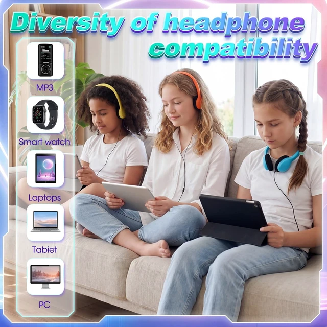 Alt view image 5 of 5 - Hoteam 100 Pack Headphones for Classroom Bulk, Colorful, Classic