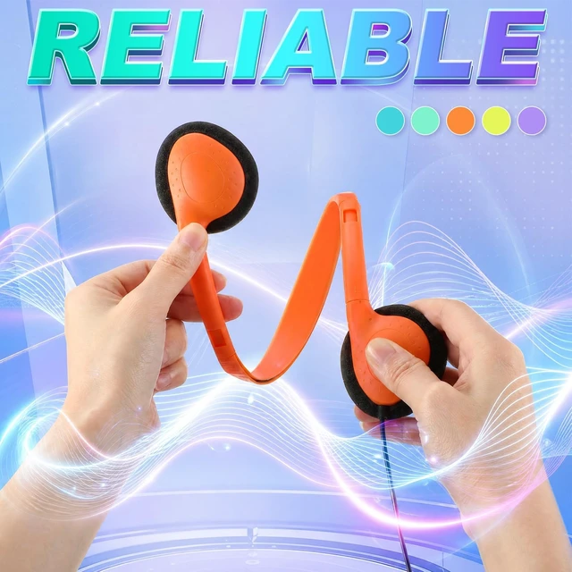 Alt view image 3 of 5 - Hoteam 100 Pack Headphones for Classroom Bulk, Colorful, Classic