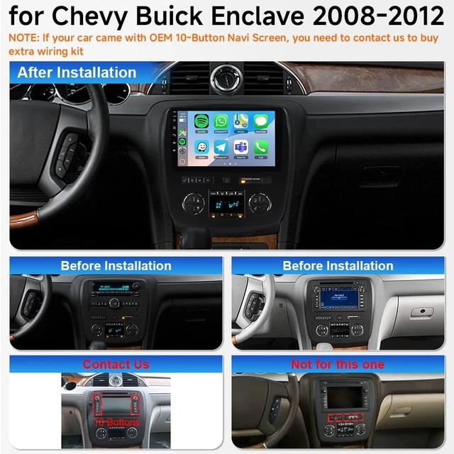 Alt view image 2 of 5 - ASURE 8-Core Car Stereo for Buick Enclave 2008-2012 - Wireless CarPlay