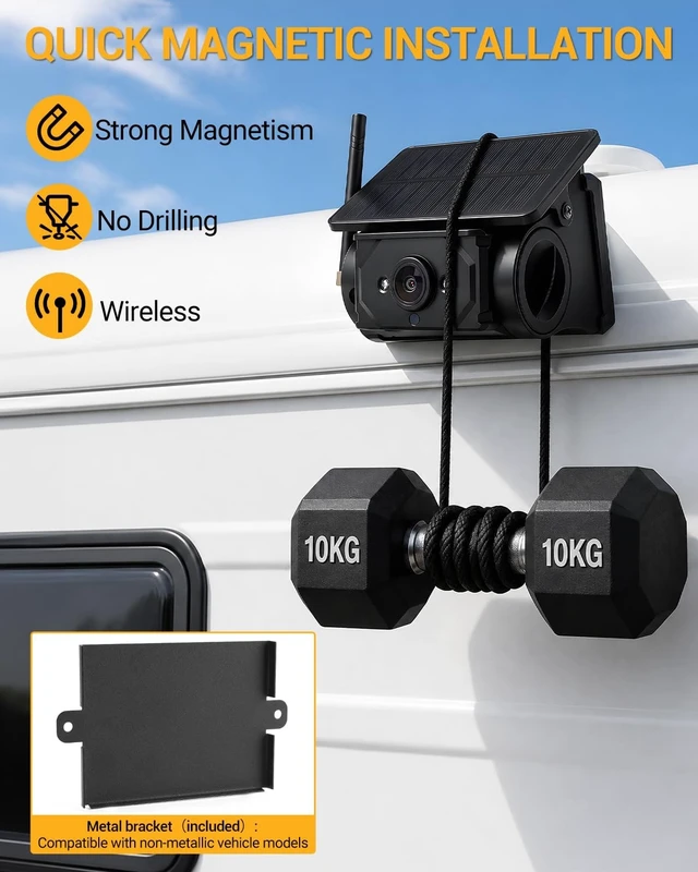 Alt view image 2 of 5 - CEMOFE 7HD 1080P Wireless Backup Camera,No-Drill Installation, RV Backup Camera Magnetic Solar Powered Portable Reverse Camera with Monitor for Van Truck SUV Small RV