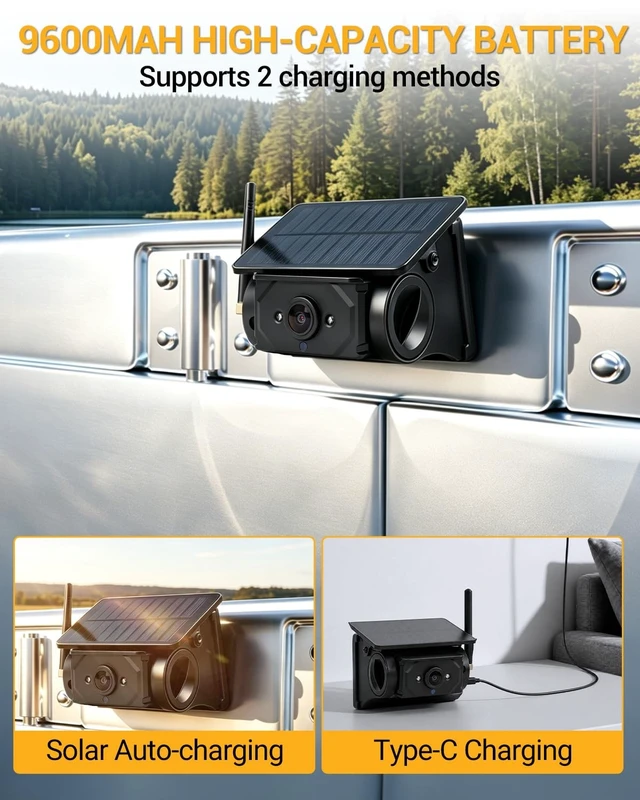 Alt view image 3 of 5 - CEMOFE 7HD 1080P Wireless Backup Camera,No-Drill Installation, RV Backup Camera Magnetic Solar Powered Portable Reverse Camera with Monitor for Van Truck SUV Small RV